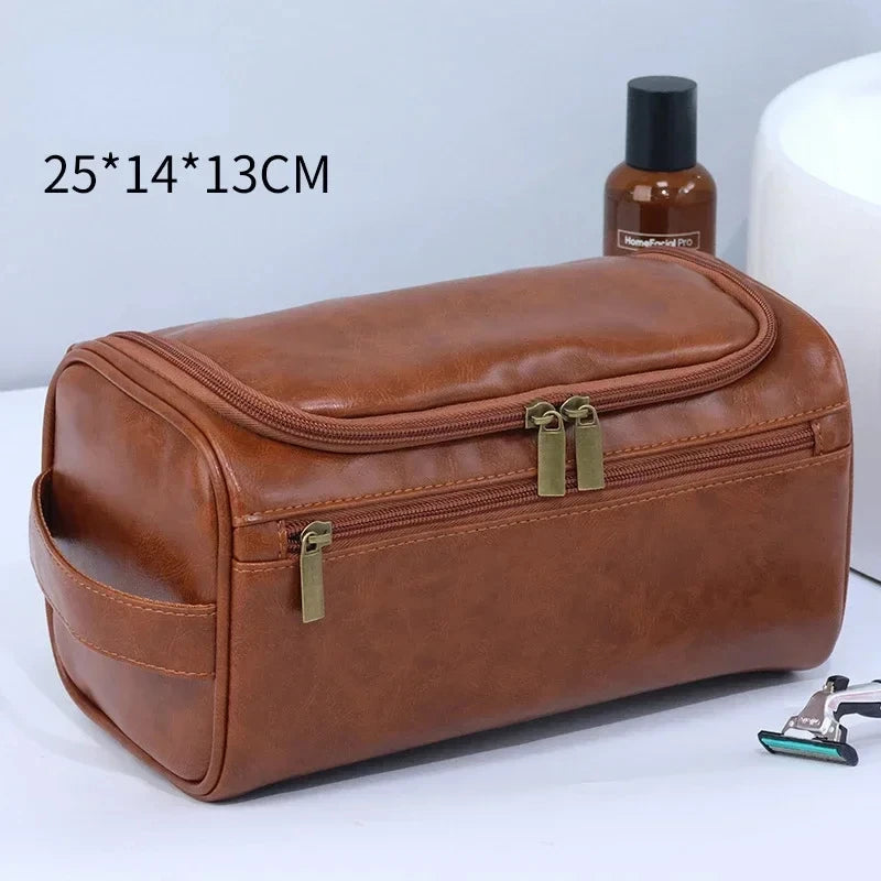 Necessaire Masculina em Couro Vintage Luxo Resistente à Água